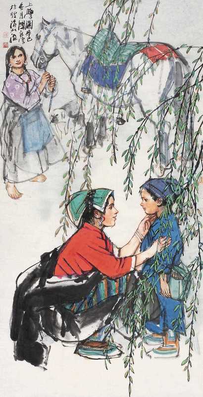 史国良 2001年作 上学图 镜心